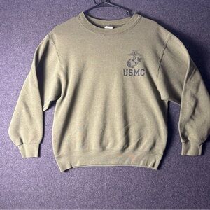 Mens small crewneck sweater USMC US Marines Pullover Green USA unisex